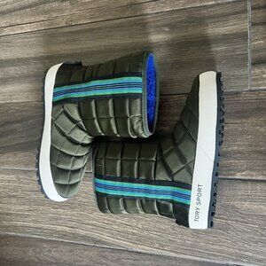 Tory Burch Tory Sport Quilted Boots Blue Green Size 7 Winter Boots Striped